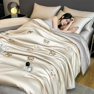 Parure de lit quatre pièces personnalisable en polyester, motif végétal moderne, soie lavée <span class=keywords><strong>et</strong></span> soie glacée, écologique, respirante, toutes saisons - Product Image 5