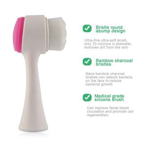 Cepillo de limpieza facial de silicona suave de doble cara de mano personalizado limpieza profunda exfoliación de poros para uso doméstico facial - Product Image 2