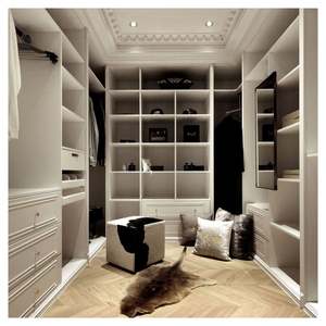 Armoires modernes de luxe sur mesure en contreplaqué brun, dressing avec coiffeuse, armoire avec accessoires - Product Image 4