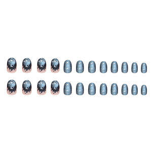 24 pezzi unghie artificiali indaco occhio di gatto stile francese piccola fiamma diavolo pezzi di unghie staccabili indossabili per il commercio estero - Product Image 5