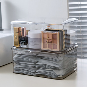 Transparent Large Capacity Cosmetic <b>Storage</b> Box With Lid For Face Masks And <b>Toiletries</b> Desktop Organizer - Product Image 3