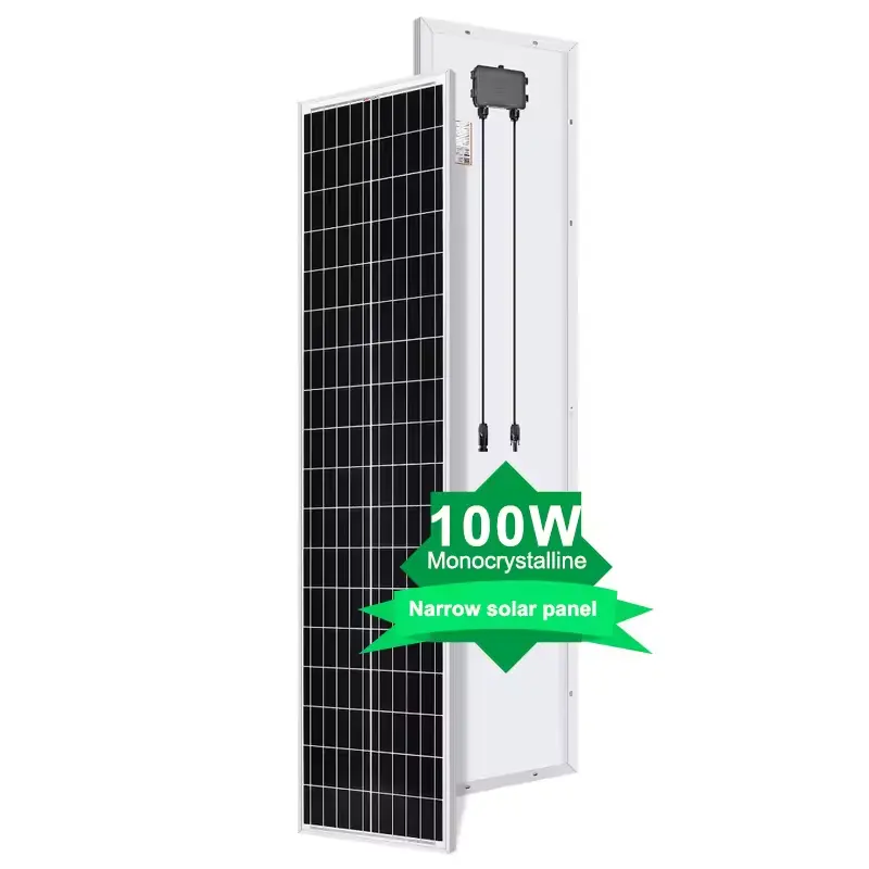 Pannelli solari ad alta efficienza 100 W stretti fotovoltaici 12V off grid monocristallino silicio pv pannello 100 watt per carport all'aperto