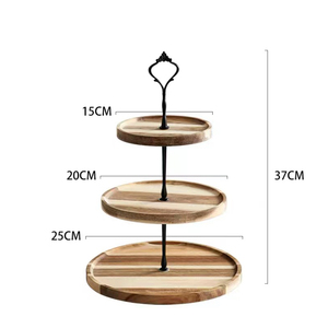 Stand Logam Kayu 3 Tingkat 2 Tingkat Tertekan Pedesaan Stan Kue Pernikahan Natal Ulang Tahun Tampilan Meja Kue - Product Image 4