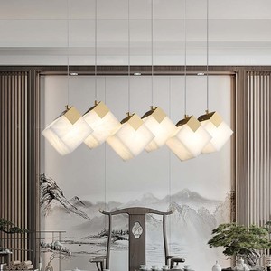 Modern Minimalist Led Pendant Light 6 8 10 <b>Head</b> Square Gold Finish Chinese <b>Style</b> For Dining Room - Product Image 1