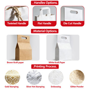 Op maat gemaakte gelamineerde witte/bruine recyclebare vochtbestendige herbruikbare luxe kraft papieren tassen voor supermarkt, boodschappen en afhaalmaaltijden - Product Image 4