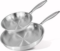 Set Wajan Penggorengan Stainless Steel Tiga Lapis Anti Lengket, Cocok untuk Kompor Gas dan Induksi, Konstruksi 3 Lapis, Kapasitas 4-5L