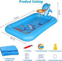 Piscine gonflable pour enfants avec panier de basket - Piscine gonflable pour bébés et tout-petits, tapis de jeu avec arroseur pour enfants