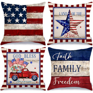 Funda de almohada con diseño de estrella de la bandera americana, cuadrada, lavable, para sala de estar, sofá, decoración de dormitorio, funda de cojín - Product Image 2