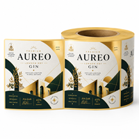 Étiquettes personnalisées pour gin, impression dorée métallisée, résistantes à l'alcool et à l'humidité, pour bouteilles de vin, en papier texturé