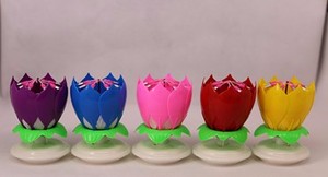 Lotus gâteau d'<span class=keywords><strong>anniversaire</strong></span> musique bougie décoration créative va tourner lumière chantant <span class=keywords><strong>anniversaire</strong></span> <span class=keywords><strong>chanson</strong></span> musique bougie - Product Image 4