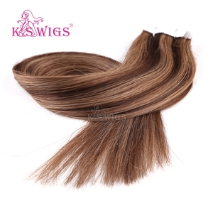 K.SWIGS Extensions de cheveux chinois à bandes adhésives qualité salon, 100% cheveux humains vierges Remy, double épaisseur, bandes PU, lisses et soyeuses - Product Image 1
