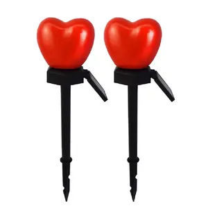 Solar Garden Heart Lights LED Lawn Plug Lamp Decorations Outdoor Stakes Valentine Day Theme