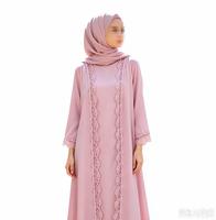 Abaya pour femmes musulmanes, robe longue islamique modeste avec perles et lacets, pour l'Aïd, le Ramadan, la prière, style Moyen-Orient, Telekung