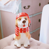 Pot à biscuits en céramique Teddy Décoration de Noël Stockage Chiot Décoration Golden Retriever Chien Conteneur de nourriture Biscuits Pot