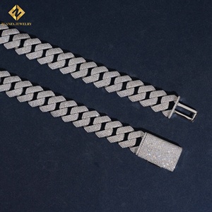 Cheap Factory Price Cuban Chain Necklace Solid 925 Sterling Silver VVS Moissanite Iced Out Cube <b>Cushion</b> Link Chain Gift - Product Image 3