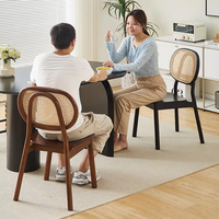 Chaise en rotin en bois massif rétro Simple maison loisirs dossier chaise nordique japonais concepteur Internet célébrité chaise de salle à manger