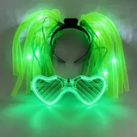 1 ensemble de bandeaux LED Y2K avec lunettes pour femmes, bandeau lumineux tressé pour bar, club, danse et spectacle, accessoires pour cheveux