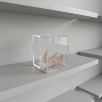 Vitrine moderne en acrylique, boîte de rangement transparente pré-assemblée, protection pour présentoir de cartes vertical autoportant
