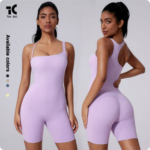 Novo Estilo Assimétrico Bela Volta Yoga Dança e Esportes Butt Lifting Smocking Cut Out Romper - Product Image 2