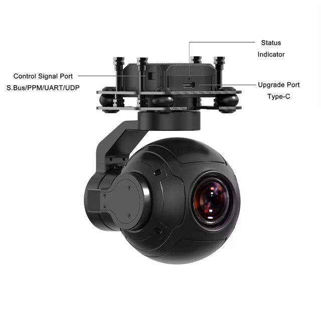 Camera Gimbal 2K 4MP 30X Hybrid Zoom Gimbal Camera with Starlight Night Vision 3-Axis Stabilizer Lightweight Pod Payload UAV