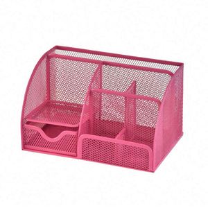 Organizador de Escritorio de Malla para Oficina en Casa, Escuela, Aula o Taller, con 6 Compartimentos y 1 Cajón, Portaplumas y Organizador de Papelería - Product Image 6