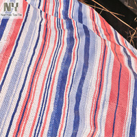 Tissu à paillettes brodé de qualité supérieure Nanyee Textile, 5 mm, avec des imprimés à rayures rouges et bleues