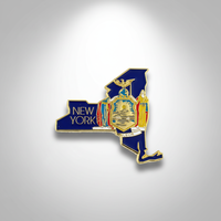 GREPAS GIFTS Épinglette de revers plaquée or, motif drapeau de l'État de New York, 1,25 pouces
