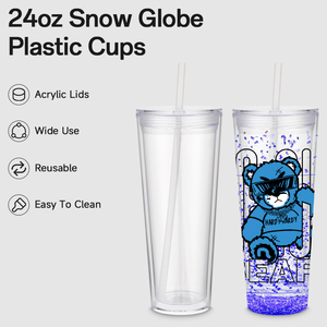 Bicchiere in Plastica Riutilizzabile Trasparente a Doppia Parete <span class=keywords><strong>da</strong></span> 24oz con Coperchio, Pre-Forato per Globo di Neve, Promozionale, per Viaggi, Disponibile nel Magazzino USA - Product Image 1