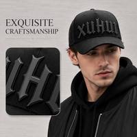 Casquette de baseball noire avec logo personnalisé, étiquette en silicone 3D, style gothique, casquette trucker, une image, réplique 100%, MOQ 50, échantillon en 10 jours