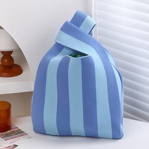 Korean Women's Knitted <strong>Bucket</strong> <strong>Bag</strong> With Hand Gift <strong>Handbag</strong> Street Trend Mini Tote <strong>Bag</strong> Knitted Striped <strong>Handbag</strong> and Purse - Product Image 4