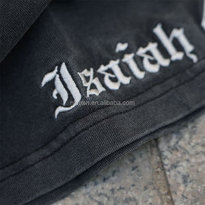 Camiseta de Alto Gramaje Estilo Urbano 250 Gsm Lisa Económica Vintage con Bordado Personalizado y Lavado Ácido - Product Image 3