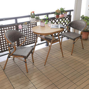 3 PCS Save Space Terrace <strong>Bistro</strong> Restaurant Garden Aluminum <strong>2</strong> <strong>Seater</strong> <strong>Rattan</strong> Cafe Dining <strong>Set</strong> - Product Image 4