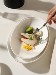 Nested Oval Deep <b>Ceramic</b> Plate Multi Size <b>Egg</b> Shape Soup Fish Dish Premium Hotel Wedding Banquet Custom Logo Bulk Wholesale - Product Image 2