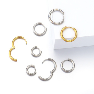 Pendientes de Aro de Acero Dorado Unisex, Joyería de Moda de Acero de Titanio, Origen Yiwu - Product Image 2