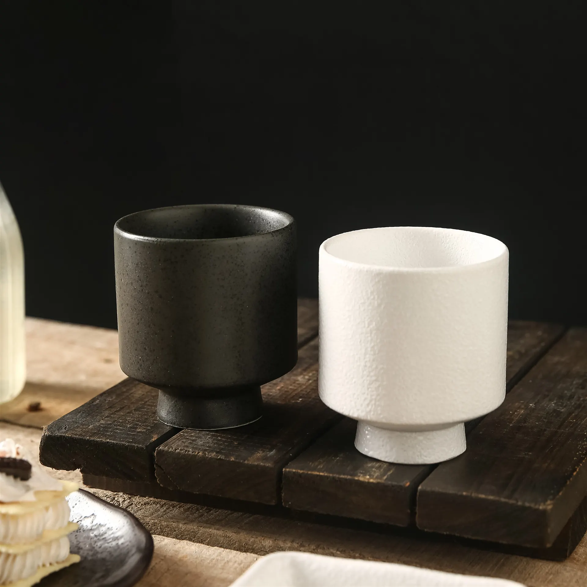 Японская Керамическая свеча, фарфоровая чайная чашка, черные кофейные чашки