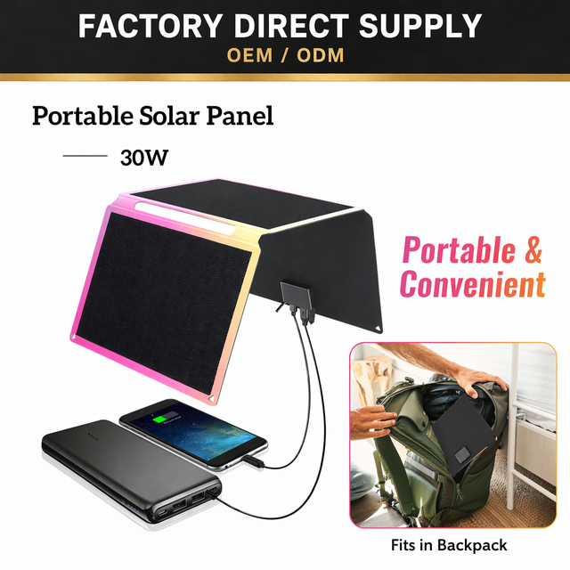 OTHC 30W Portable Folding Solar Panel Charger Factory Direct OEM/ODM Fast Charging USB Type-c IP67 Waterproof for Outdoor