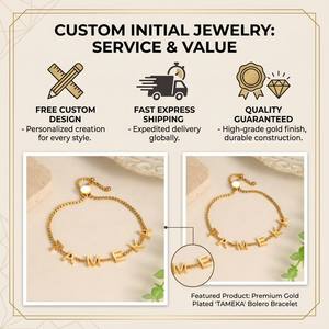 Bracciale Personalizzato con Nome per Donne, Placcato in <span class=keywords><strong>Oro</strong></span> 18K, Regolabile, Gioiello Artigianale, Regalo per Lei - Product Image 6