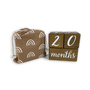 Mini bloques de construcción de madera para niños, juguete de construcción con 3 bloques de madera segura, con foto grabada <span class=keywords><strong>mensual</strong></span>, edad de bebé - Product Image 2