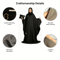 Ensemble de prière portable 3-en-1 en gros : Robe de prière instantanée musulmane, Hijab et Pochette zippée – Logo personnalisé – Spécial Ramadan