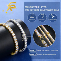 Bracelet Tennis Moissanite Prix le Plus Bas 2mm-6.5mm en Stock Argent 925 Homme Femme Hip Hop Collier Tennis VVS GRA