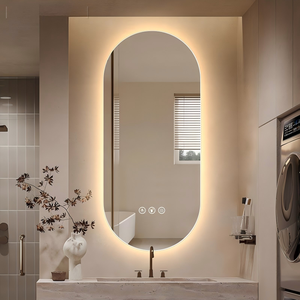 <span class=keywords><strong>Espejo</strong></span> LED Inteligente Ovalado con <span class=keywords><strong>Antivaho</strong></span>, Retroiluminado y Regulable, <span class=keywords><strong>Espejo</strong></span> de Pared para Vestidor, Ideal para Proyectos Hoteleros, Villas, Salones y Baños - Product Image 1