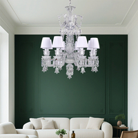 Lustre en cristal K9 avec abat-jour en tissu pour la décoration intérieure, idéal pour les projets hôteliers, les chambres et les salons