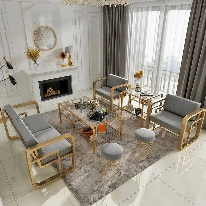 Nordic moderne einfache büro cafe wohnzimmer sofa stuhl und kaffee tisch kombination set metall freizeit sofa