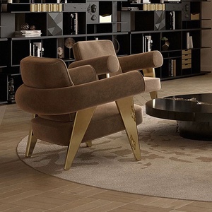 <span class=keywords><strong>Poltrona</strong></span> di Lusso Personalizzata in Bouclé con <span class=keywords><strong>Gambe</strong></span> in Ottone Dorato, Soluzione Completa per Arredamento Domestico per Progetti di Hotel, Ville e Residenze di Lusso - Product Image 5