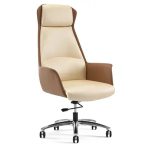 Vente en gros d'usine de chaises de conférence modernes de luxe en cuir pour bureau, ergonomiques, pivotantes, avec roulettes