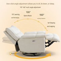 Fauteuil inclinable en cuir de luxe, siège individuel moderne pour chambre à coucher, pivotant, à bascule manuelle, avec support pour téléphone