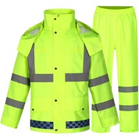 Ensemble de pluie imperméable et respirant haute visibilité réfléchissant pour moto, patrouille routière, sécurité et assainissement