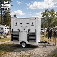 Remorque de toilettes portables Etodevice à 2 postes avec salles séparées pour hommes et femmes, idéale pour les événements, la construction et les entreprises de location