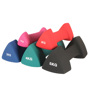 Haltères triangulaires personnalisables avec logo, poids colorés, haltères en plastique - Product Image 1