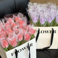 YOPIN-7688 Vente en gros de tulipes torsadées finies, nettoyeurs de pipes faits à la main, fleurs, décoration de la maison, cadeau de graduation créatif, fleurs